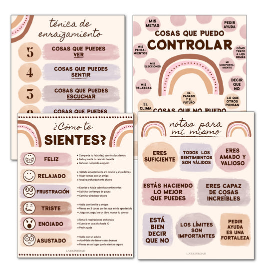4 Pack Spanish Classroom Decorations Poster Set (11 x 14in Unframed)